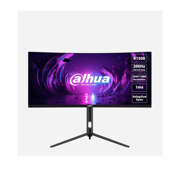 Dahua E330CA 30″ WFHD Curved Gaming Monitor | 2560×1080 Resolution | 1500R Curvature | 200Hz Refresh Rate | 1ms Response Time | Adaptive Sync | 300 nits Brightness | Tilt & Height Adjust Stand | 1 Year Warranty