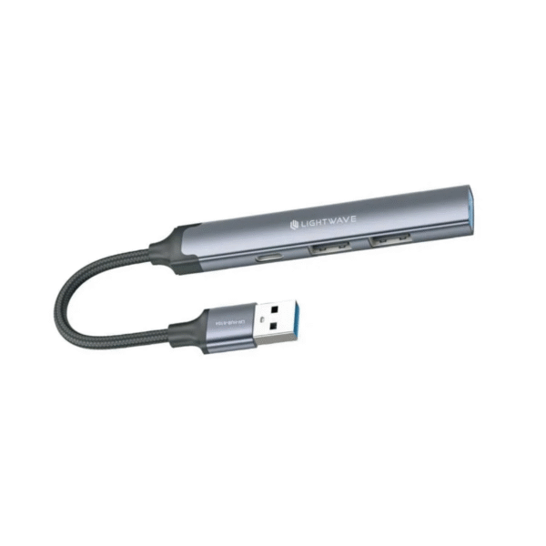 Light Wave 4-in-1 USB-C Hub Adapter | 1x USB 3.0 | 2x USB 2.0 | 1x Type-C | High-Speed Data Transfer – Brand New - Image 4
