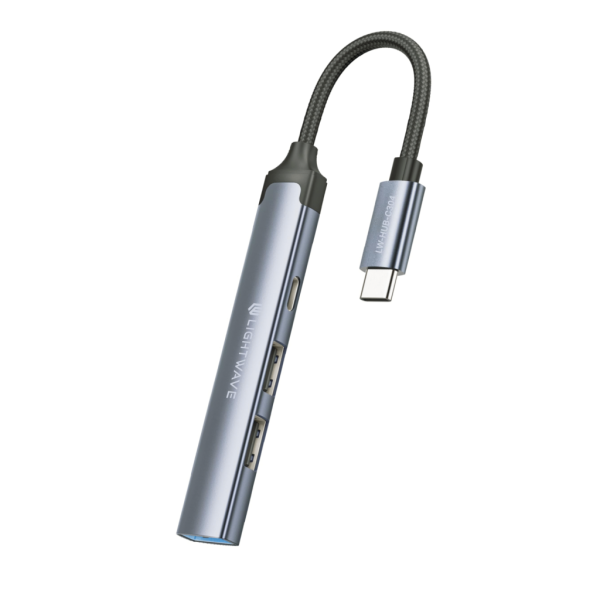 Light Wave 4-in-1 USB-C Hub Adapter | 1x USB 3.0 | 2x USB 2.0 | 1x Type-C | High-Speed Data Transfer