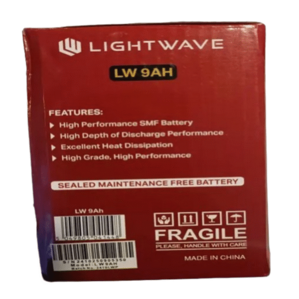 Lightwave 12V/9AH UPS Battery | High Performance | SMF Battery – Brand New - Image 3