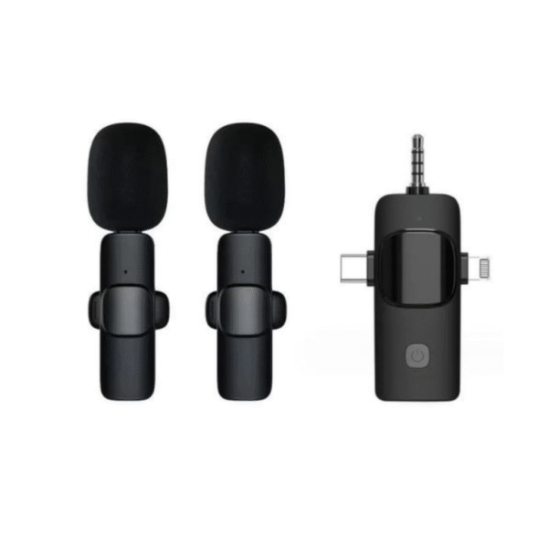 Wireless Lavalier Microphone Set | Dual Clip-On Mics | USB-C & Lightning Receiver | 3.5mm Plug | No App Required – Brand New