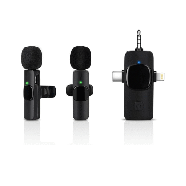 Wireless Lavalier Microphone Set | Dual Clip-On Mics | USB-C & Lightning Receiver | 3.5mm Plug | No App Required – Brand New - Image 3