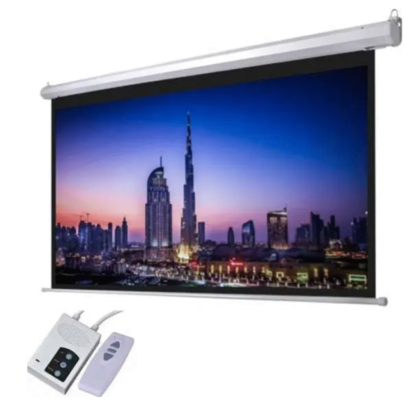 LW-EPS-240E Electric Projector Screen | Light Wave | 240 x 240cm | RF Remote Control | Dual Wall & Ceiling Mount | Auto-Locking |