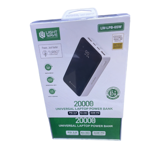 Lightwave B01 Mobile Power Bank – | 20000mAh | USB-C1, USB-C2, A1, A2 | Dual USB-C | Fast Charging | High-Capacity | Brand New - Image 3