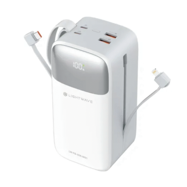 Lightwave W01 Mobile Power Bank – | 50000mAh | USB-C1, USB-C2, A1, A2 | Ultra High-Capacity | Dual USB-C | Multi-Device Fast Charging | Brand New